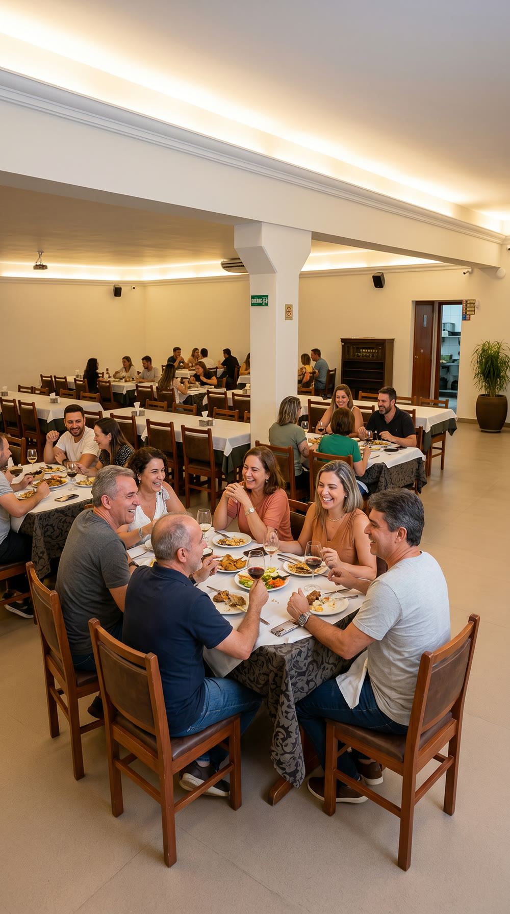 Salão de eventos da Gramado Grill com mesas prontas para os convidados